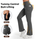 Legging Évasé Taille Haute Ventre Plat à Poches